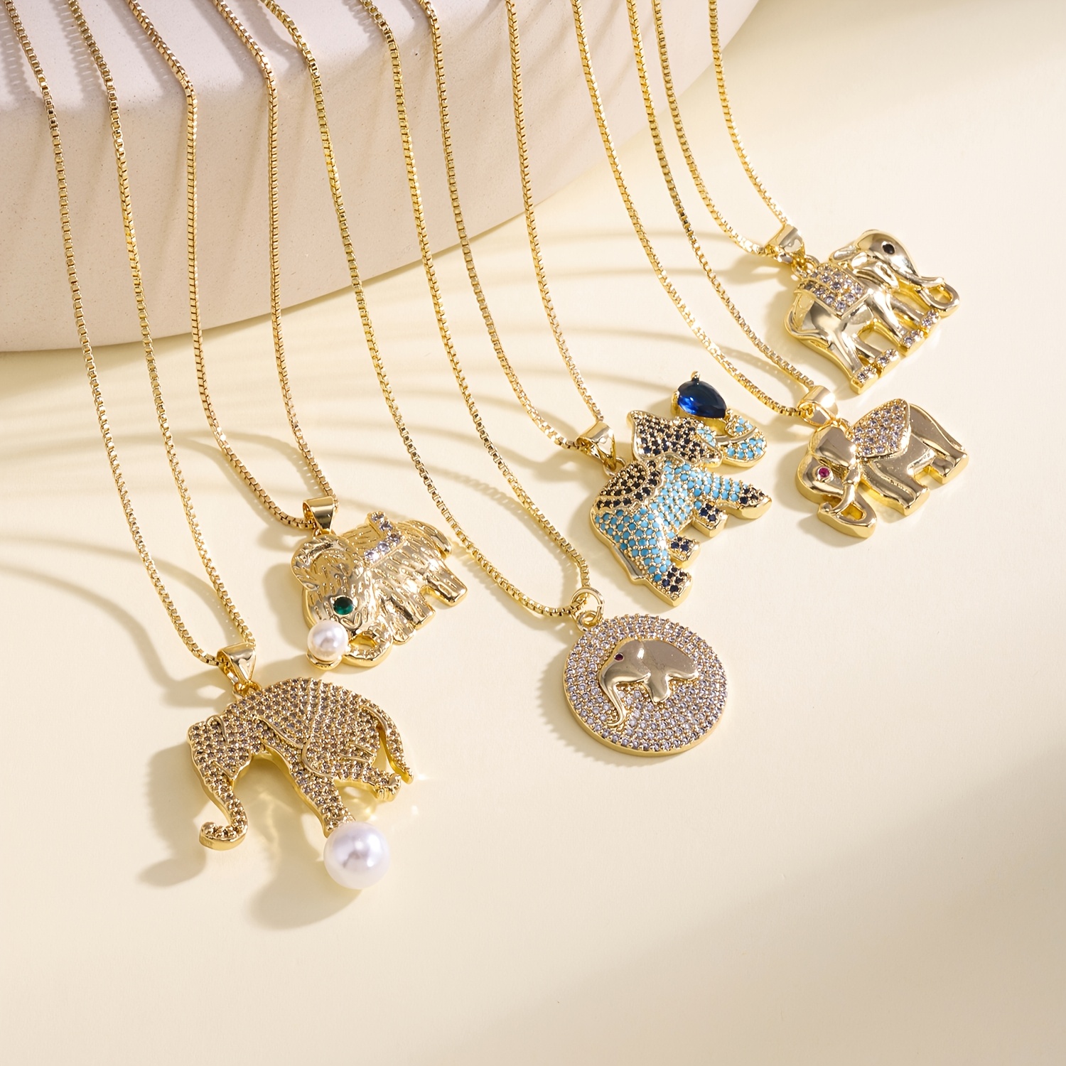 Women's Luxury Crystal Multicolored Elephant Pendant Necklace